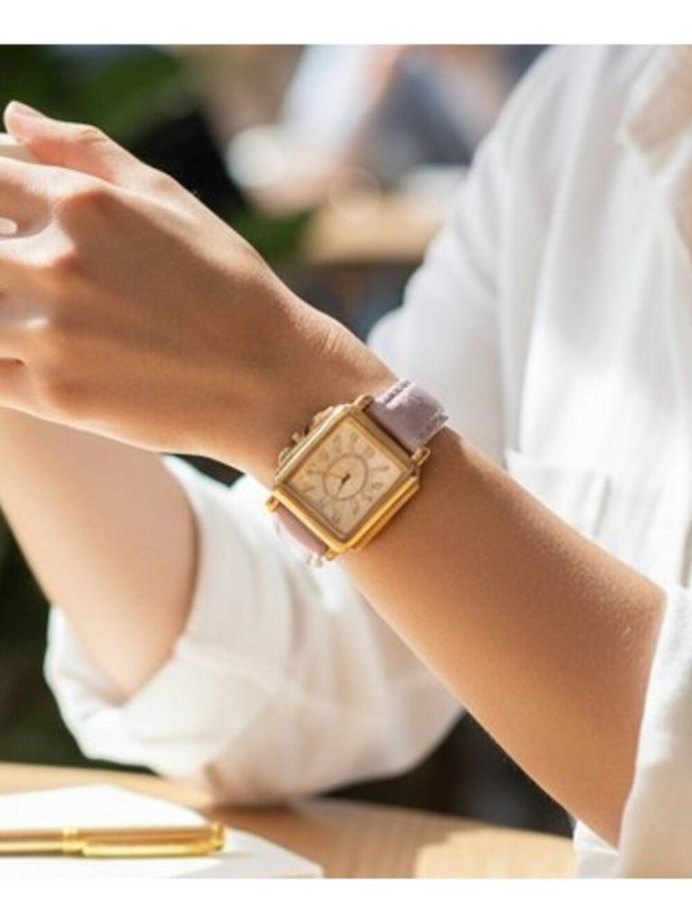 Purple Vinyl Band Square Face Ladies Quartz Watch